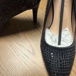 Lauren Lorraine Black Textured Heels